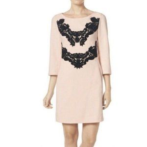Eliza J Blush Pink Shift Dress Black Lace Size 4